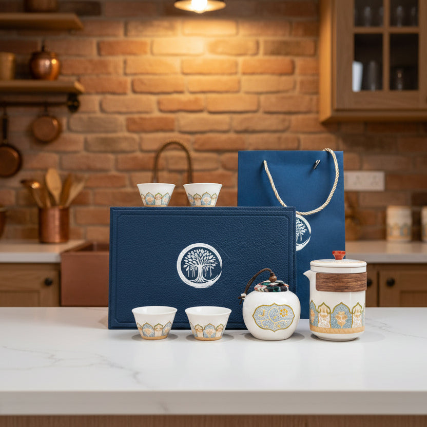 Porcelain Tea Set Gift | 6-Piece with Teapot & Cups – Living Roots